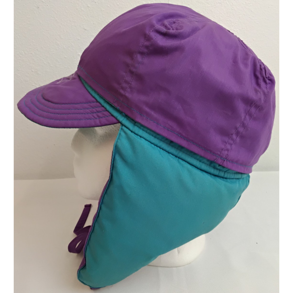 Vintage 1980s Down Filled Trapper Hat Blue/Purple Reversible Ladies M #Z5648 - Picture 3 of 12